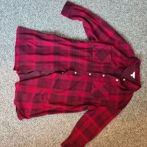 Red Plaid Button-Up